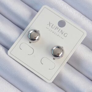 Tegan Xuping Gümüş Renk Minimal Bombeli Oval Küpe TG27BKP9453