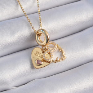 Tegan 316L Çelik Gold Renk Zirkon Taşlı Sonsuzluk Kalp Figür Charm Model Kadın Kolye TG27BKO9310