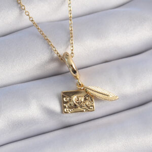 Tegan 316L Çelik Gold Renk Kalp Detay Mektup Figür Charm Model Kadın Kolye TG27BKO9314