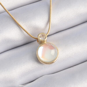 Tegan 316L Çelik Gold Renk Beyaz Sedefli Vintage Kadın Kolye TG27BKO9328
