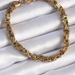 Tegan 316L Çelik Gold Renk Kral Zincir Model Erkek Bileklik TG27EB3693