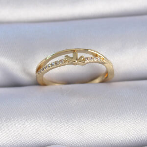 Tegan Pirinç Gold Renk Zirkon Taşlı Kalp Model Kadın Yüzük TG27BYK3306