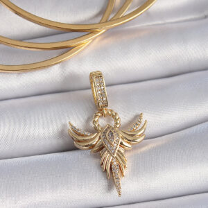 Tegan Pirinç Gold Renk Zirkon Taşlı Anka Kuşu Model Ajda Charm TG27BC1005