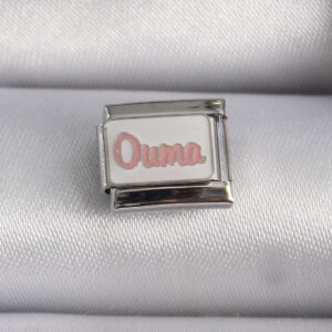 Tegan 316L Çelik Gümüş Renk Beyaz Pembe Ouma İşlemeli Nomination Charm TG27BC1027