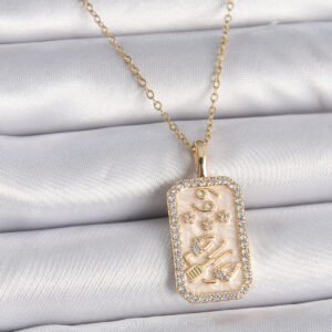 Tegan 316L Çelik Gold Renk Zincir Yengeç Burcu Zirkon Taşlı Kadın Kolye TG27BKO9467