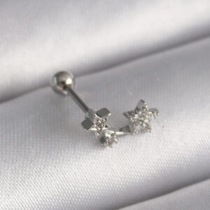 Tegan 316L Çelik Gümüş Renk Zirkon Taşlı Yıldız Tragus Piercing TG27PR1245