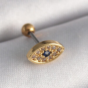 Tegan 316L Çelik Gold Renk Zirkon Taşlı Göz Tragus Piercing TG27PR1252