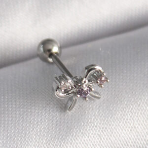 Tegan 316L Çelik Gümüş Renk Zirkon Taşlı Kurdele Tragus Piercing TG27PR1265
