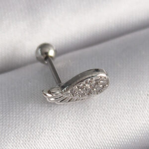 Tegan 316L Çelik Gümüş Renk Zirkon Taşlı Kanat Tragus Piercing TG27PR1269