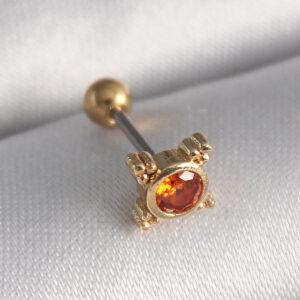 Tegan 316L Çelik Gold Renk Turuncu Zirkon Taşlı Tragus Piercing TG27PR1284