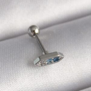 Tegan 316L Çelik Gümüş Renk Mavi Zirkon Taşlı Tragus Piercing TG27PR1285