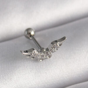 Tegan 316L Çelik Gümüş Renk Zirkon Taş Detay Kanat Model Tragus Piercing TG27PR1291