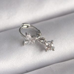 Tegan 316L Çelik Gümüş Renk Zirkon Taşlı Kelebek Model Sallantı Detay Tragus Piercing TG27PR1299