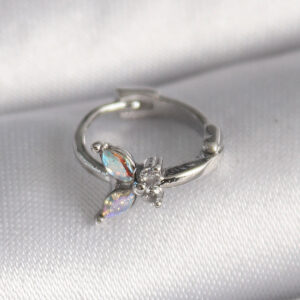 Tegan 316L Çelik Gümüş Renk Zirkon Taşlı Kelebek Model Tragus Piercing TG27PR1329