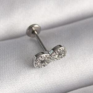 Tegan 316L Çelik Gümüş Renk Zirkon Taşlı Sonsuzluk Model Tragus Piercing TG27PR1345