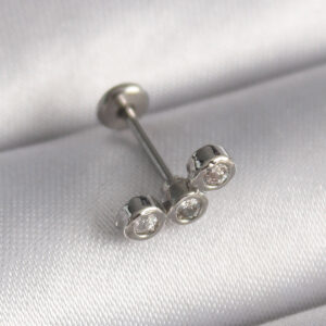 Tegan 316L Çelik Gümüş Renk Zirkon Taşlı Tragus Piercing TG27PR1349