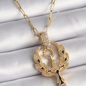 Tegan 316L Çelik Gold Renk Zirkon Taşlı Anka Kuşu Model Kadın Kolye TG27BKO9528