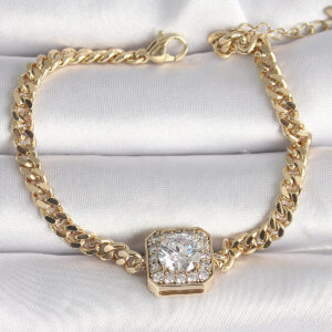 Tegan Pirinç Gold Renk Kare Zirkon Taşlı Xuping Exclusive VIP Seri Kadın Bileklik TG27BB6504