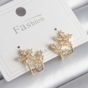 Tegan Pirinç Gold Renk Zirkon Taşlı Çiçek Model Kadın Küpe TG27BKP11249