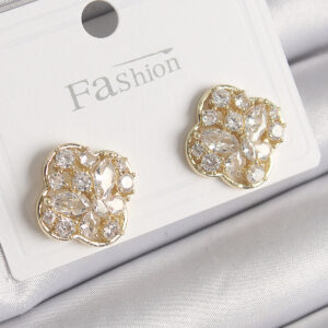 Tegan Pirinç Gold Renk Zirkon Taşlı Yonca Model Kadın Küpe TG27BKP9850