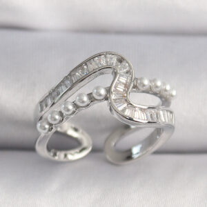 Tegan Pirinç Gümüş Renk Zirkon Taşlı İnci Detay VIP Seri Kadın Yüzük TG27BYK3519