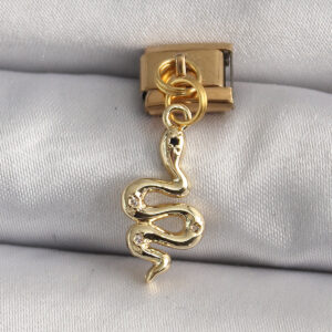 Tegan 316L Çelik Gold Renk Sallantı Yılan Model Nomination Charm TG27BC1199