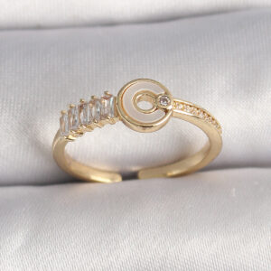 Tegan Pirinç Gold Renk Zirkon Taşlı Ayarlanabilir Kadın Yüzük TG27BYK3561