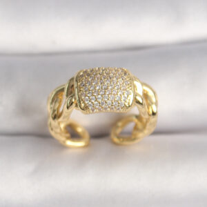 Tegan Pirinç Gold Renk Ayarlanabilir Zirkon Taşlı Kadın Yüzük TG27BYK3596