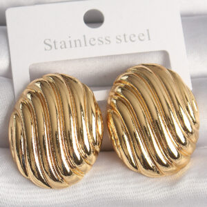 Tegan Pirinç Gold Renk İşlemeli Oval Model Kadın Küpe TG27BKP10151