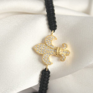 Tegan Pirinç Gold Renk Zirkon Taşlı Zambak Figür Asansörlü Makrome Model Kadın Bileklik TG27BB6807