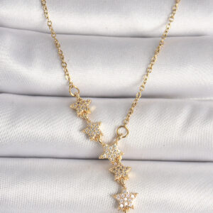 Tegan 316L Çelik Gold Renk Zincir Zirkon Taşlı Yıldız Model Kadın Kolye TG27BKO9903