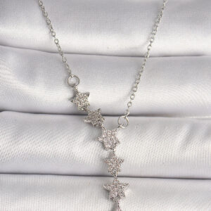 Tegan 316L Çelik Gümüş Renk Zincir Zirkon Taşlı Yıldız Model Kadın Kolye TG27BKO9904