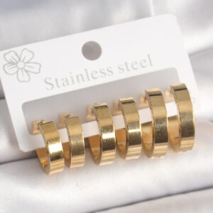 Tegan 316L Çelik Gold Renk Halka Model Kadın Küpe Seti TG27BKP10393