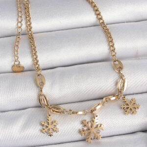 Tegan 316L Çelik Gold Renk Sallantı Kar Tanesi Model Kadın Bileklik TG27BB6946