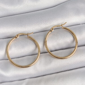 Tegan 316 Çelik Gold Renk 27 mm Halka Model Kadın Küpe TG27BKP10508