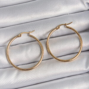 Tegan 316 Çelik Gold Renk 33 mm Kadın Halka Model Kadın Küpe TG27BKP10509