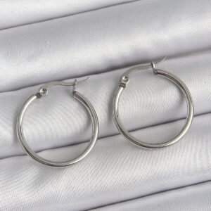 Tegan 316 Çelik Gümüş Renk 22 mm Halka Model Kadın Küpe TG27BKP10513
