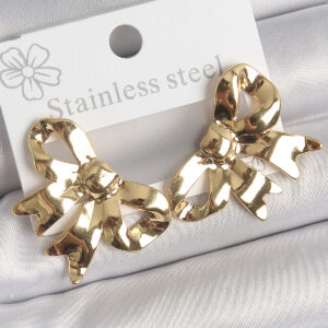 Tegan 316 Çelik Gold Renk Kurdele Plaka Model Kadın Küpe TG27BKP10531