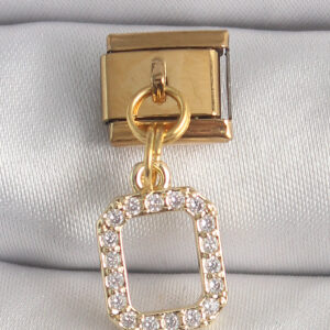 Tegan 316L Çelik Gold Renk Sallantı Kare Zirkon Taşlı Nomination Charm TG27BC1350