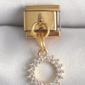 Tegan 316L Çelik Gold Renk Zirkon Taşlı Sallantı Güneş Model Nomination Charm TG27BC1353