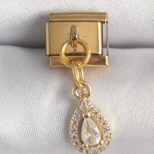 Tegan 316L Çelik Gold Renk Sallantı Damla Zirkon Taşlı Nomination Charm TG27BC1354