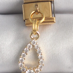 Tegan 316L Çelik Gold Renk Sallantı Zirkon Taşlı Damla Model Nomination Charm TG27BC1372