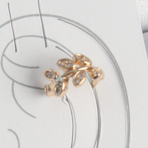Tegan Pirinç Gold Renk Zirkon Taşlı Yaprak Model Kadın Kıkırdak Küpe TG27BKP10572
