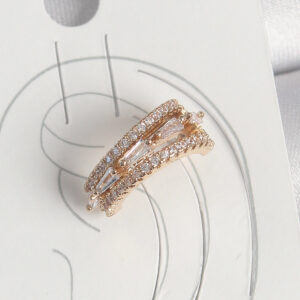 Tegan Pirinç Gold Renk Zirkon Taşlı 3'Lü Sıralı Model Kadın Kıkırdak Küpe TG27BKP10580