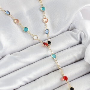 Tegan Pirinç Asorti Model Gold Renk Zirkon Taşlı Y Kolye TG27BKO10251