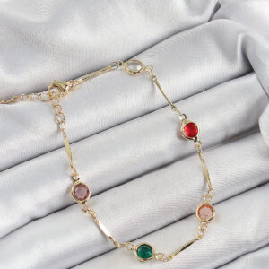 Tegan Pirinç Asorti Model Gold Renk Zirkon Taşlı Kadın Bileklik TG27BB7039