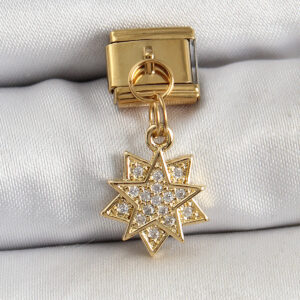 Tegan 316L Çelik Sallantılı Zirkon Taşlı Yıldız Model Gold Renk Nomination Charm TG27BC1416