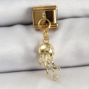 Tegan 316L Çelik Sallantılı Zirkon Taşlı Deniz Anası Model Gold Renk Nomination Charm TG27BC1427