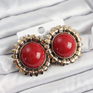 Tegan Pirinç Bordo Vintage Model Gold Renk Kadın Küpe TG27BKP10752