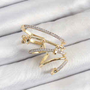 Tegan Pirinç Zirkon Taşlı Sıkıştırma Sağ Kıkırdak Gold Renk Kadın Küpe TG27BKP10756